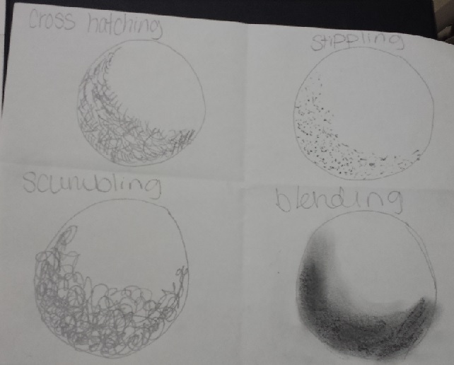 We learned the basics, how to draw balls and boxes and create 3 dimensions using various shading techniques using pencil and pens.. 
