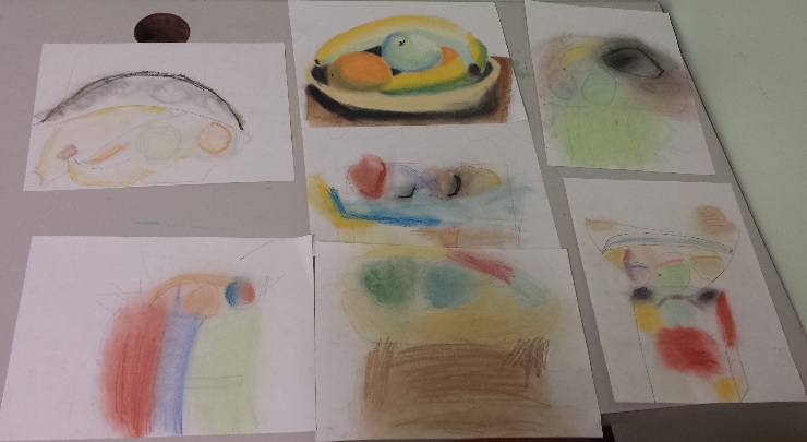 On Tuesday we created 2 still life drawings.  One using pen and the other using pastels 