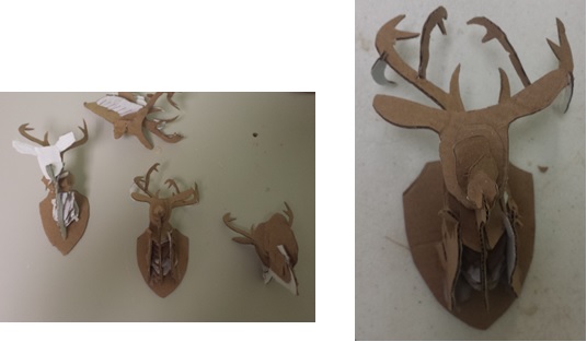 We made trophy deer out of cardboard.