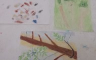 We then drew a tree from the season of our choosing with colored pencils. Made our own paint and then went outside to create “En Plein Air” using pastels