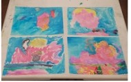 Wednesday we recreated Antibes, The Pink Cloud by Paul Signac using both colored pencils and water color.